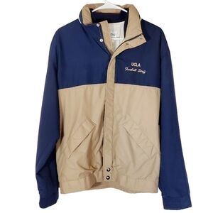 🟢7498 Forrester's Gore-tex UCLA Football Jacket Blue Tan Size M Vintage